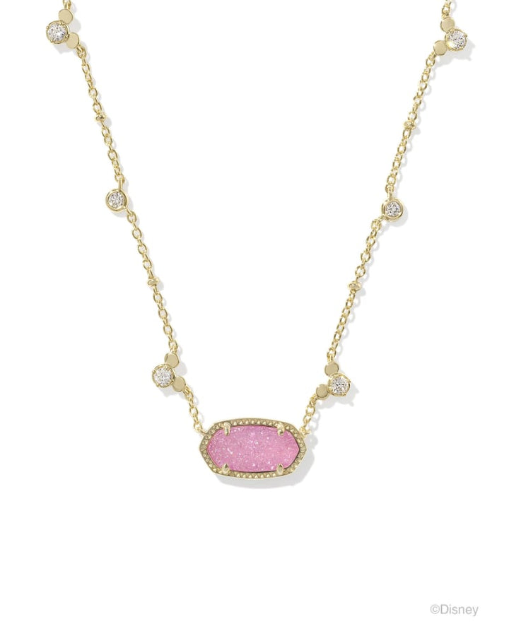 MICKEY MOUSE ELISA NECKLACE - GOLD HOT PINK DRUSY