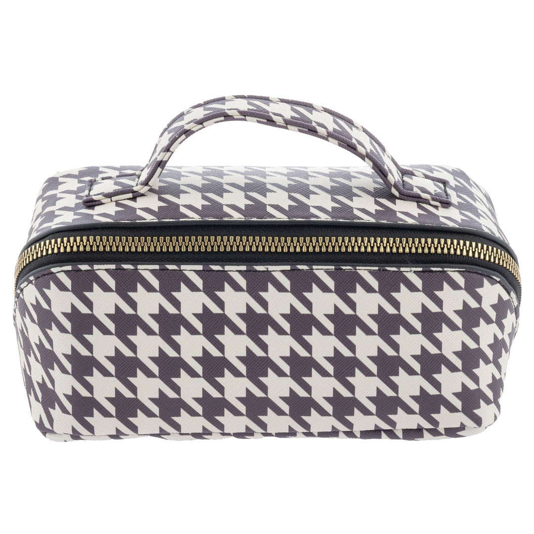 MINI ZIP COSMETIC BAG - HOUNDSTOOTH