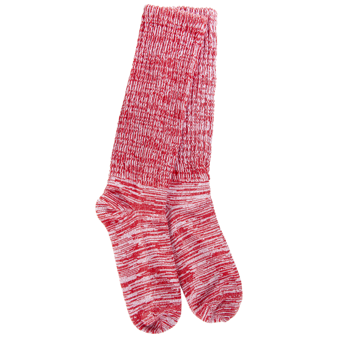 WORLD'S SOFTEST SLUB SLOUCH CREW SOCKS - PEPPERMINT