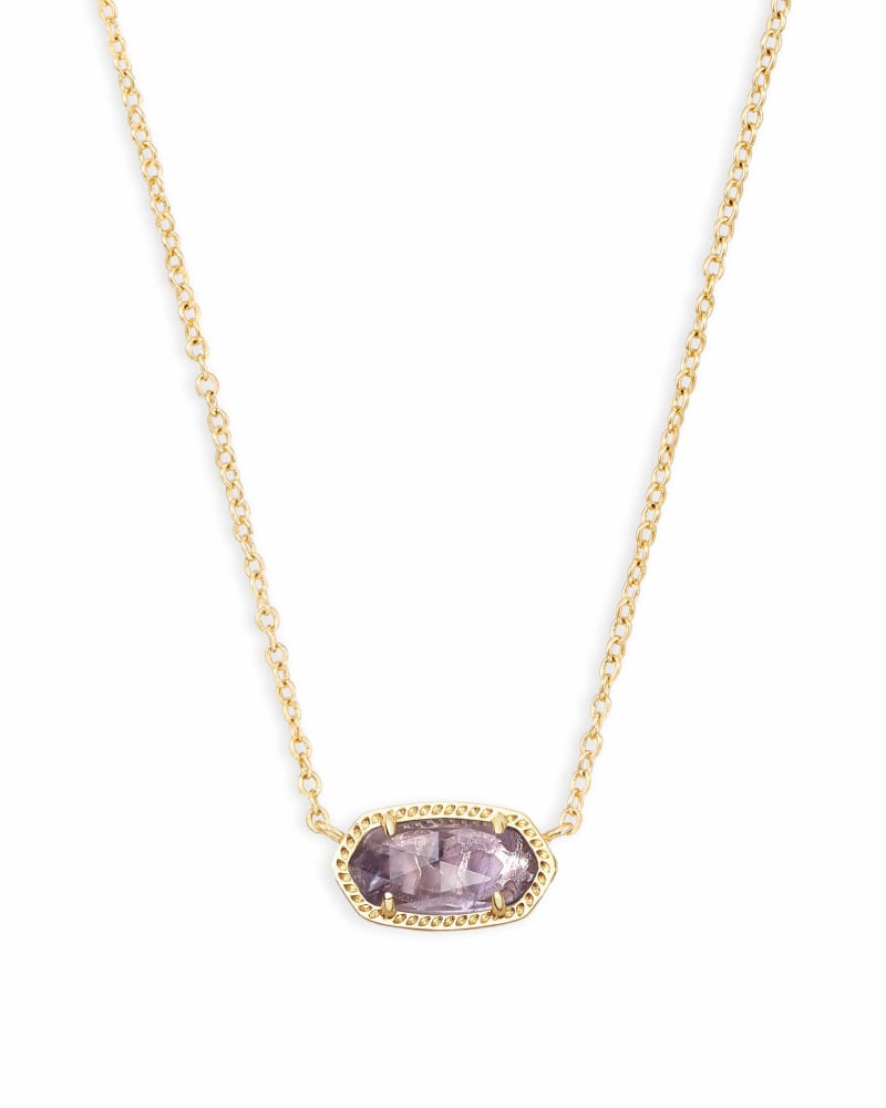 ELISA SHORT PENDANT NECKLACE - GOLD PURPLE AMETHYST