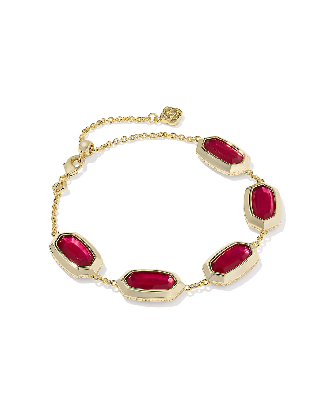 KENDRA SCOTT ELAINA BEZEL DELICATE CHAIN BRACELET - GOLD CARMINE RED ILLUSION