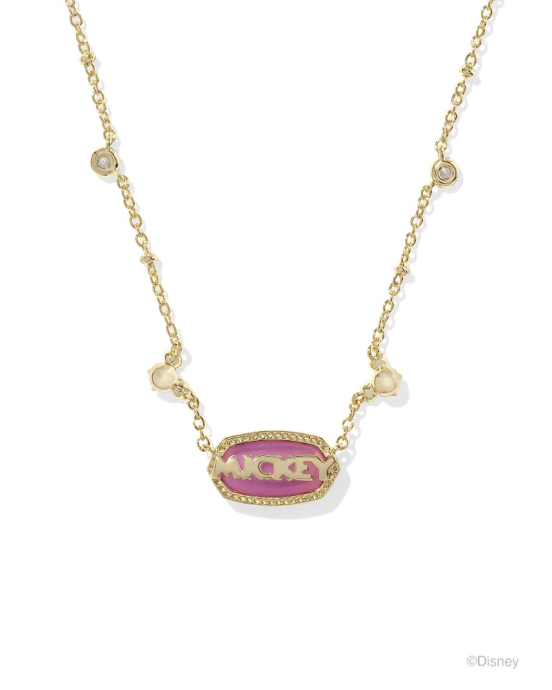 MICKEY MOUSE ELISA NECKLACE - GOLD HOT PINK DRUSY