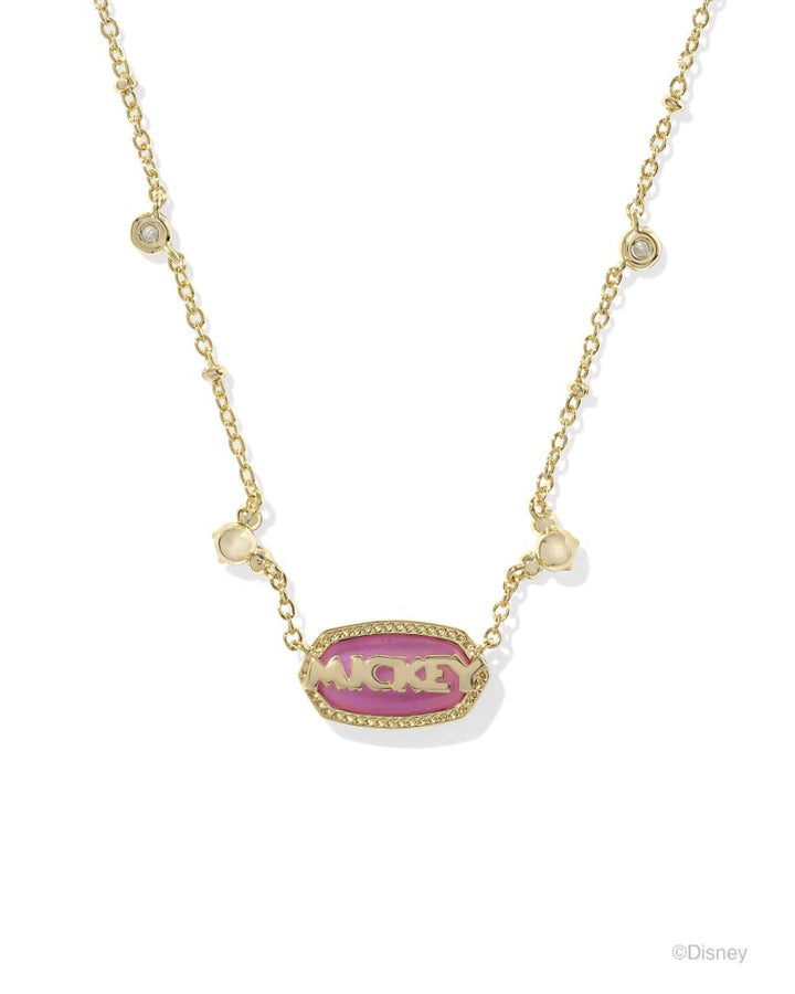 MICKEY MOUSE ELISA NECKLACE - GOLD HOT PINK DRUSY