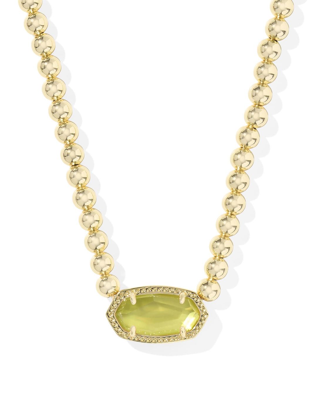 KENDRA SCOTT ELISA BEADED NECKLACE - GOLD CHARTREUSE GREEN MOP