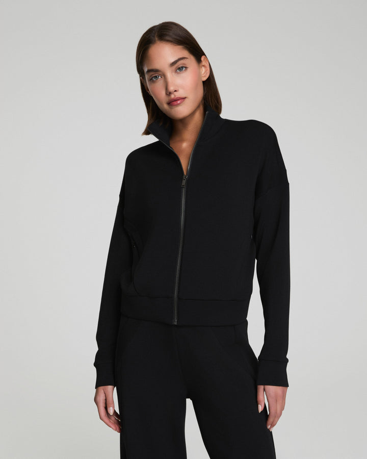 SPANX AIRESSENTIALS TRACK JACKET - VERY BLACK