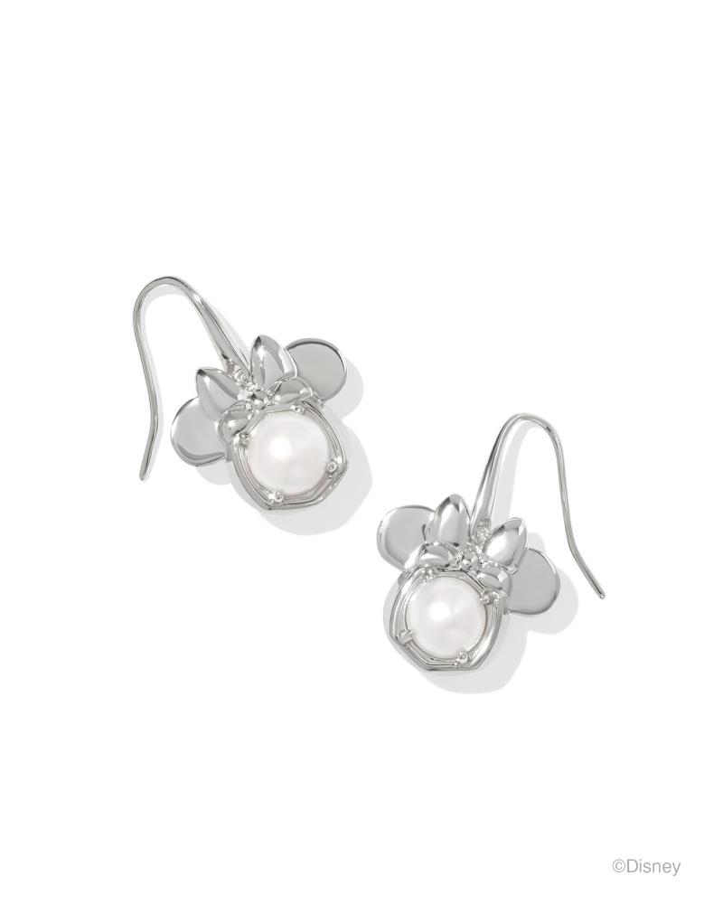 MINNIE MOUSE DROP EARRINGS - SILVER WHITE PEARL