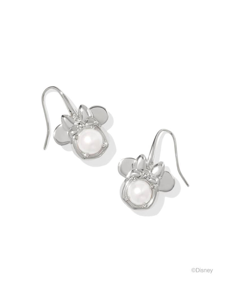 MINNIE MOUSE DROP EARRINGS - SILVER WHITE PEARL