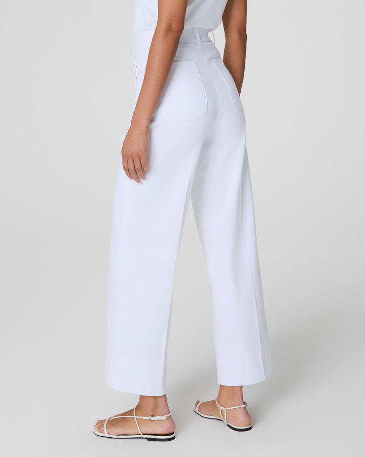 SPANXSUPERSMOOTH STRETCH TWILL CROPPED WIDE LEG PANT - WHITE