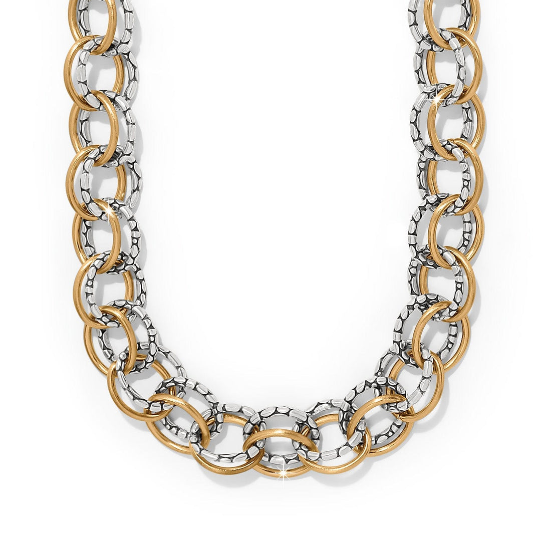 Pebble Link Two Tone Necklace - Silver-Gold