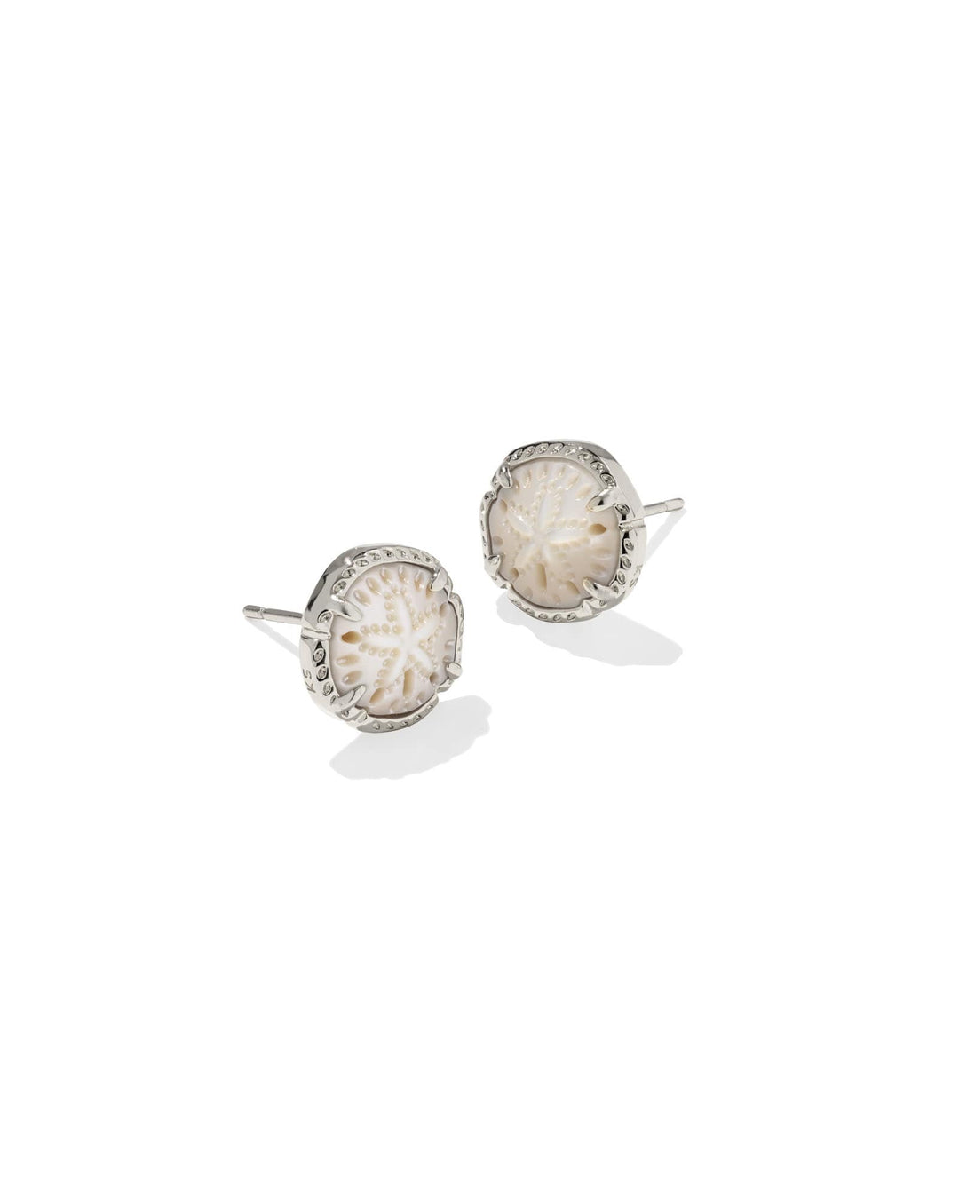 KENDRA SCOTT SAND DOLLAR STUD EARRINGS - SILVER NATURAL MOP