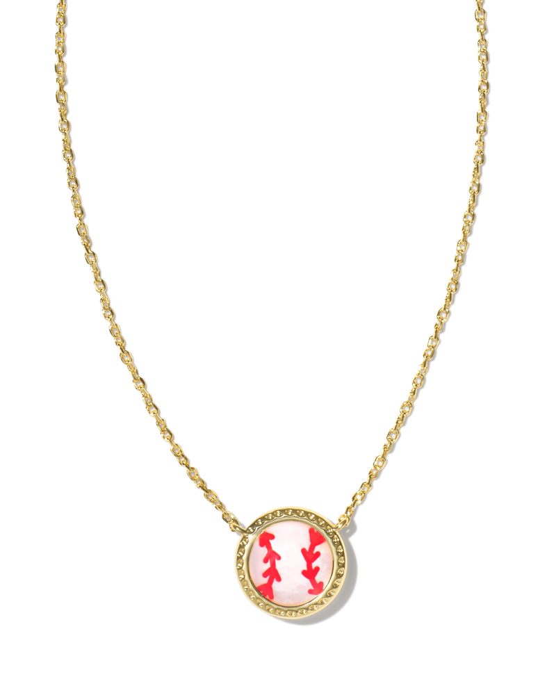 KENDRA SCOTT BASEBALL SHORT PENDANT NECKLACE - GOLD IVORY MOP