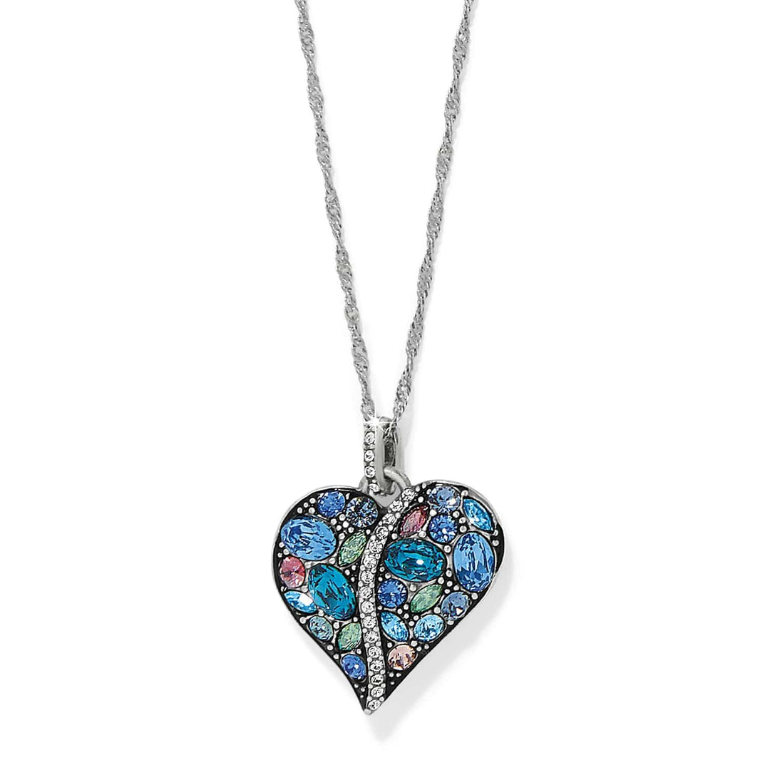 Trust Your Journey Heart Necklace - Silver-Blues