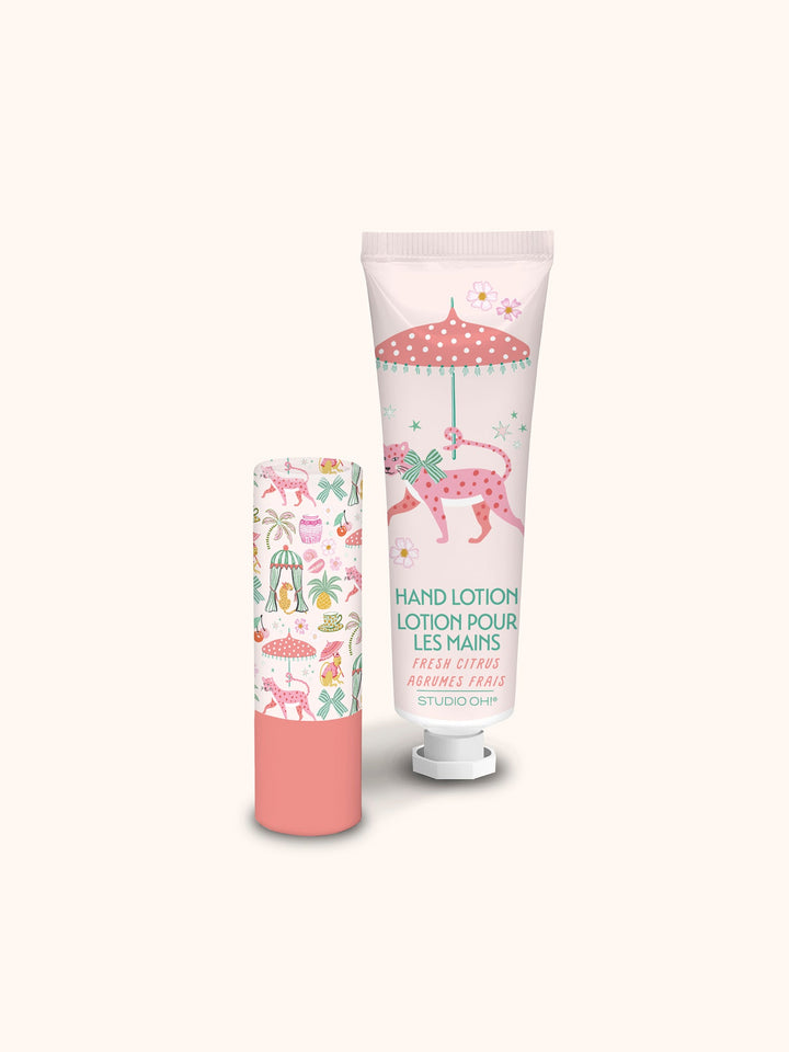 LIP BALM & HAND LOTION SET - LEOPARD ON PARADE