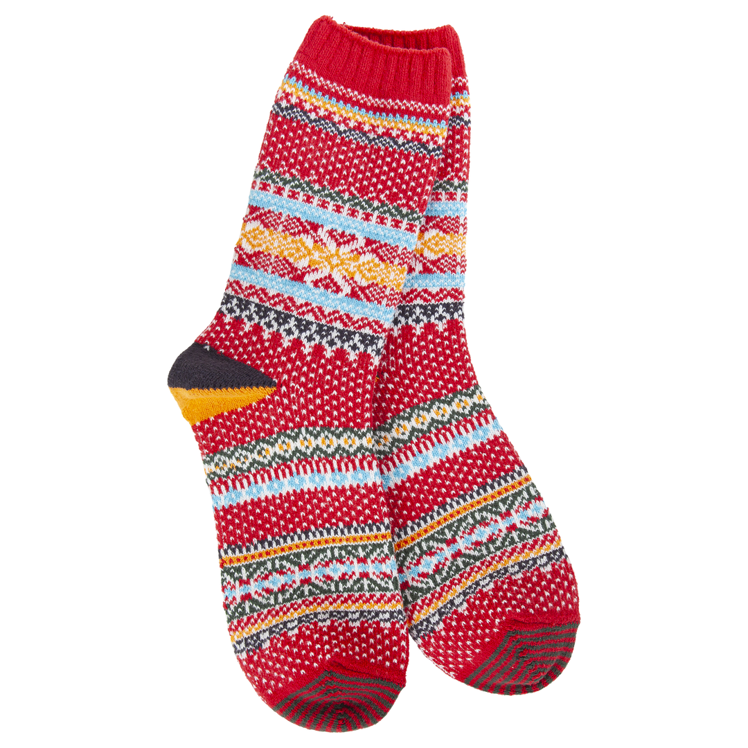 WORLD'S SOFTEST SEASONAL CREW SOCKS - RED MULTI