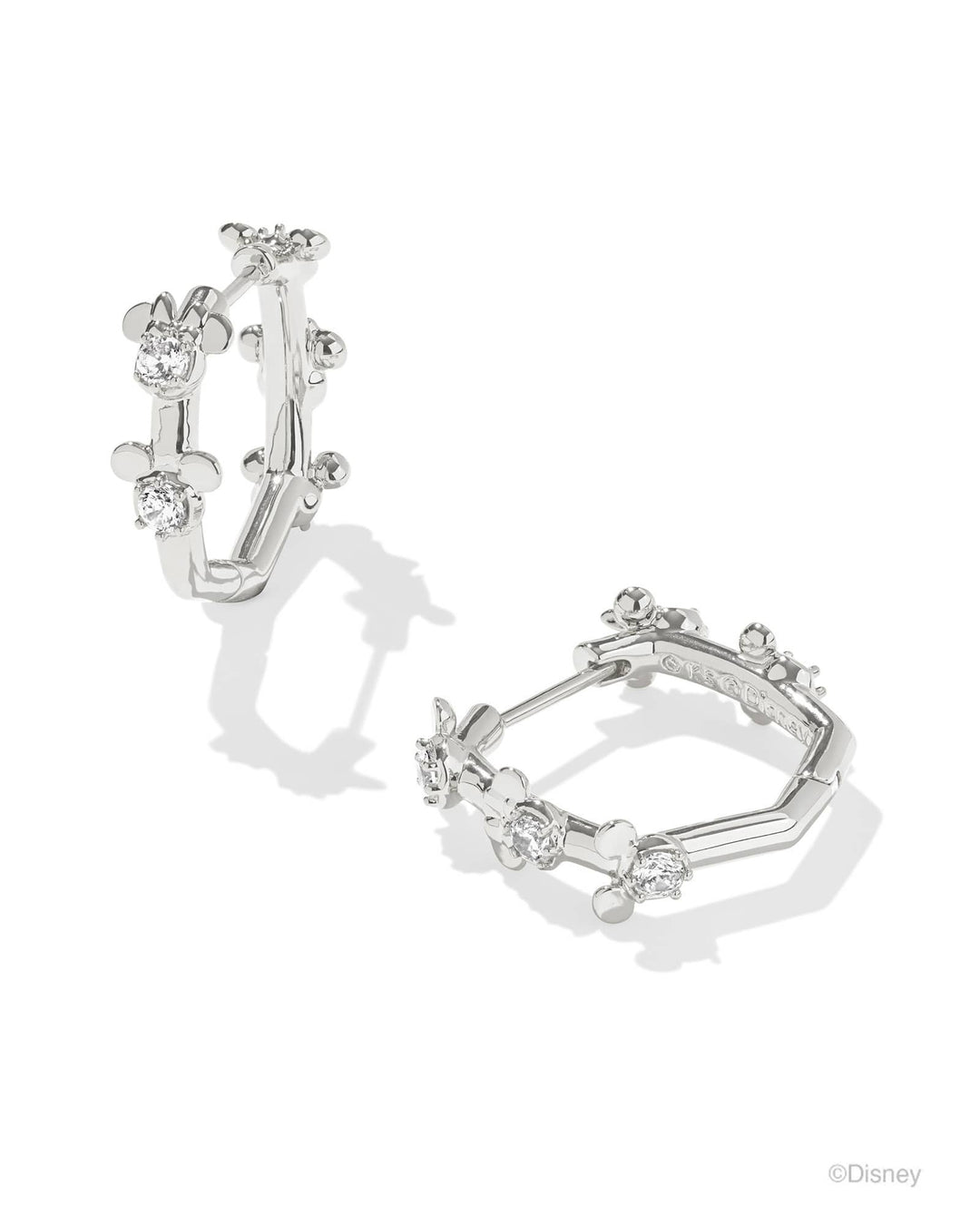 MICKEY MINNIE HUGGIE EARRINGS - SILVER WHITE CRYSTAL