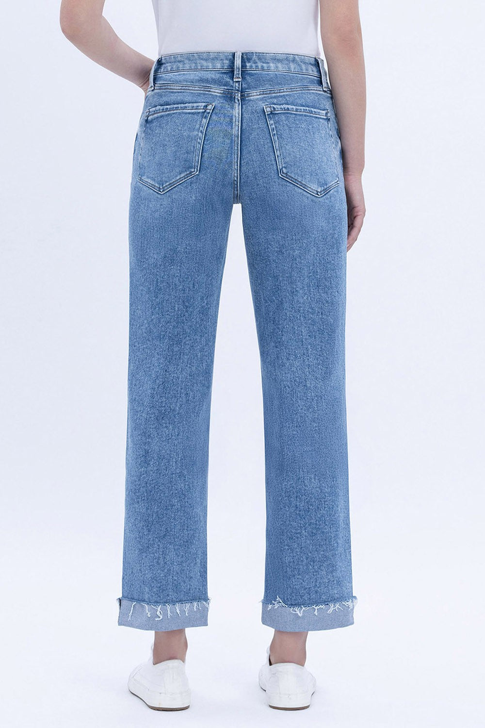 FLYING MONKEY HR SINGLE CUFF CROP STRAIGHT JEANS - DELECTABLE - 26"/28"