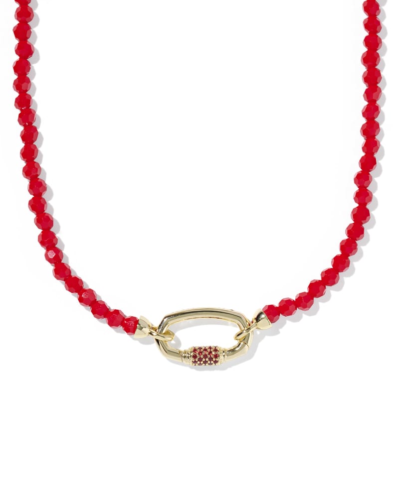 KENDRA SCOTT EMERY BEADED STRAND NECKLACE - GOLD RED GLASS