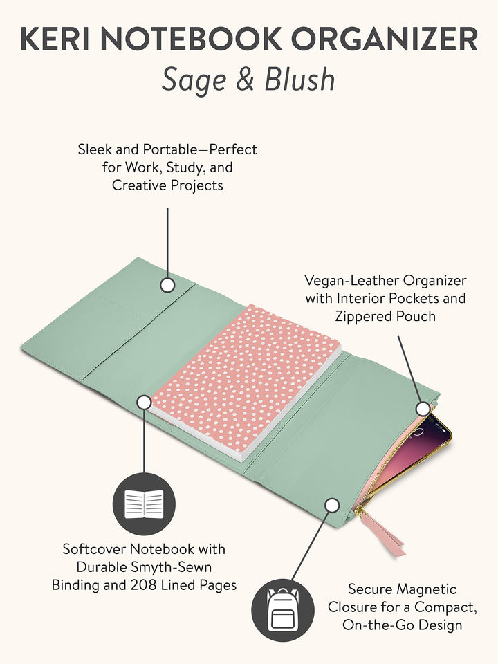 KERI NOTEBOOK ORGANIZER - SAGE & BLUSH