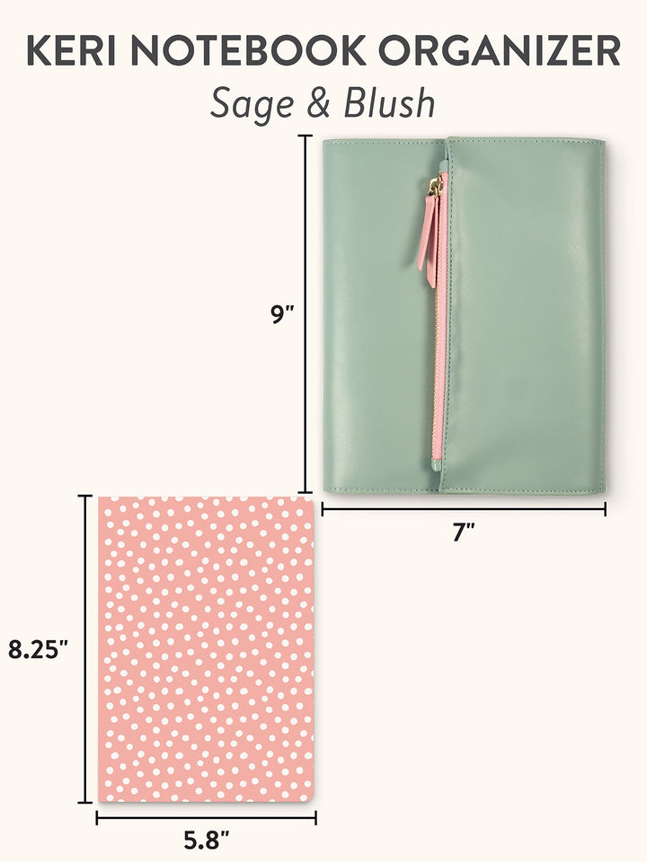 KERI NOTEBOOK ORGANIZER - SAGE & BLUSH