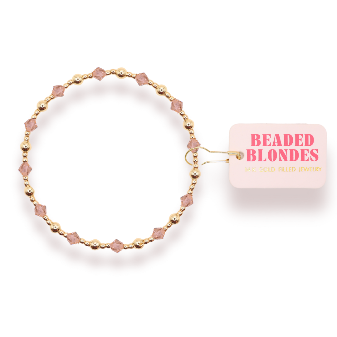 6.75" JUNE GOLD BRACELET, BLUSH PINK