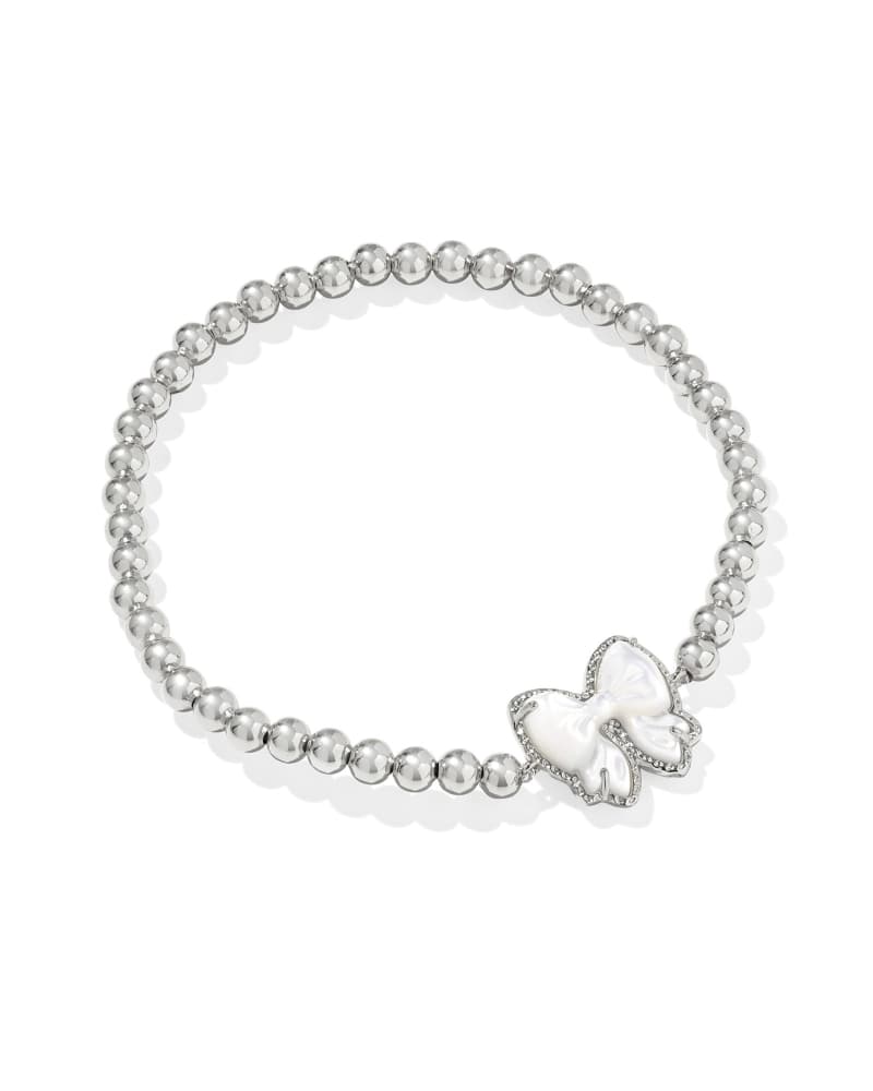 KENDRA SCOTT HALEY BOW STRETCH BRACELET - SILVER IVORY MOP