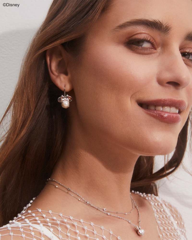 MINNIE MOUSE DROP EARRINGS - SILVER WHITE PEARL