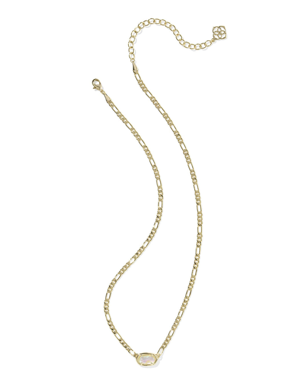 KENDRA SCOTT ELISA FIGARO CHAIN SHORT PENDANT NECKLACE - GOLD IRIDESCENT ABALONE