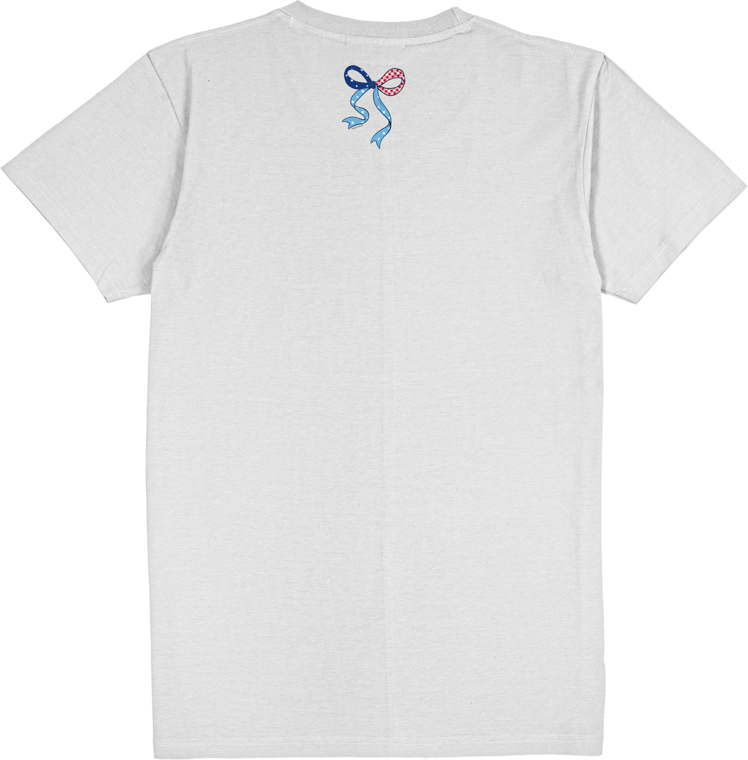 SIMPLY SOUTHERN 'PATCH BOW' TEE - WHITE WATER GREY