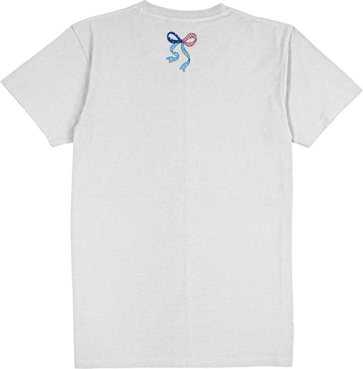 SIMPLY SOUTHERN 'PATCH BOW' TEE - WHITE WATER GREY