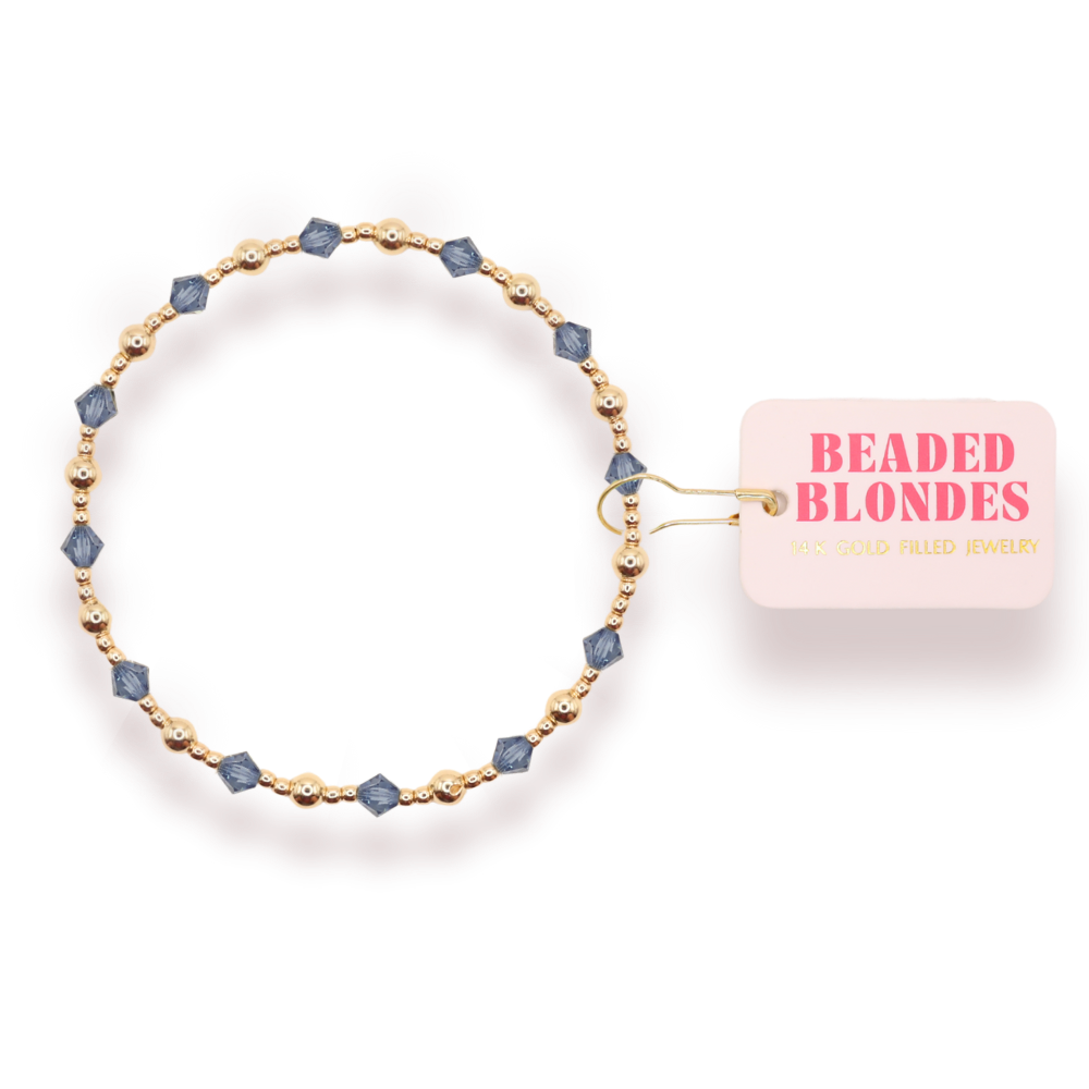 6.75" JUNE GOLD BRACELET, ICE BLUE