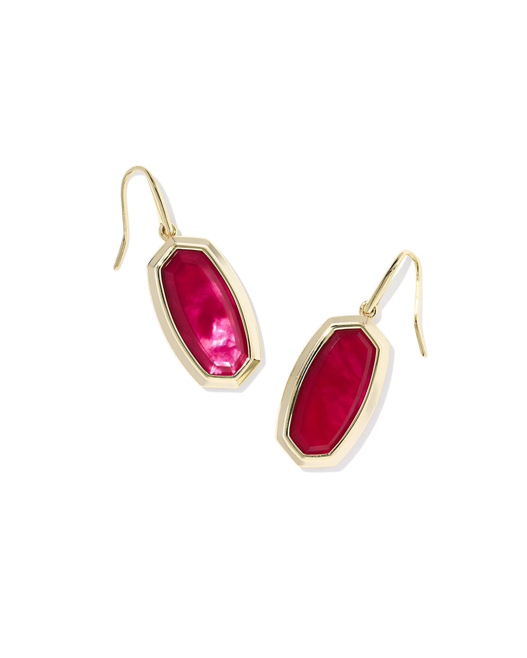 KENDRA SCOTT DANI BEZEL DROP EARRINGS - GOLD CARMINE RED ILLUSION