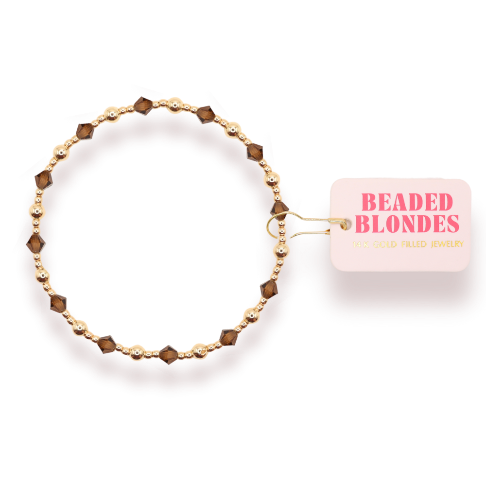 6.75" JUNE GOLD BRACELET, COCOA BROWN