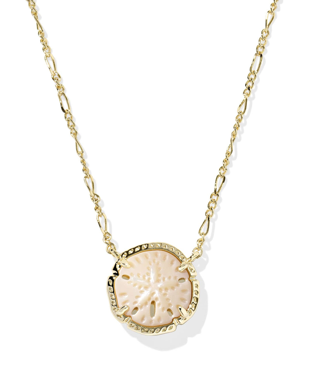 KENDRA SCOTT SAND DOLLAR SHORT PENDANT NECKLACE - GOLD NATURAL MOP