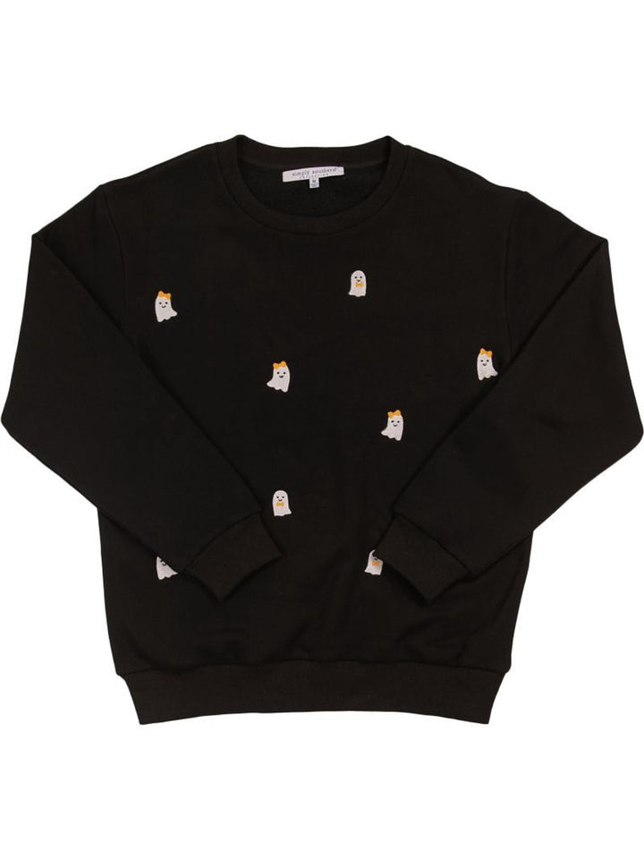 SIMPLY SOUTHERN CREW NECK GHOST PULLOVER - BLACK