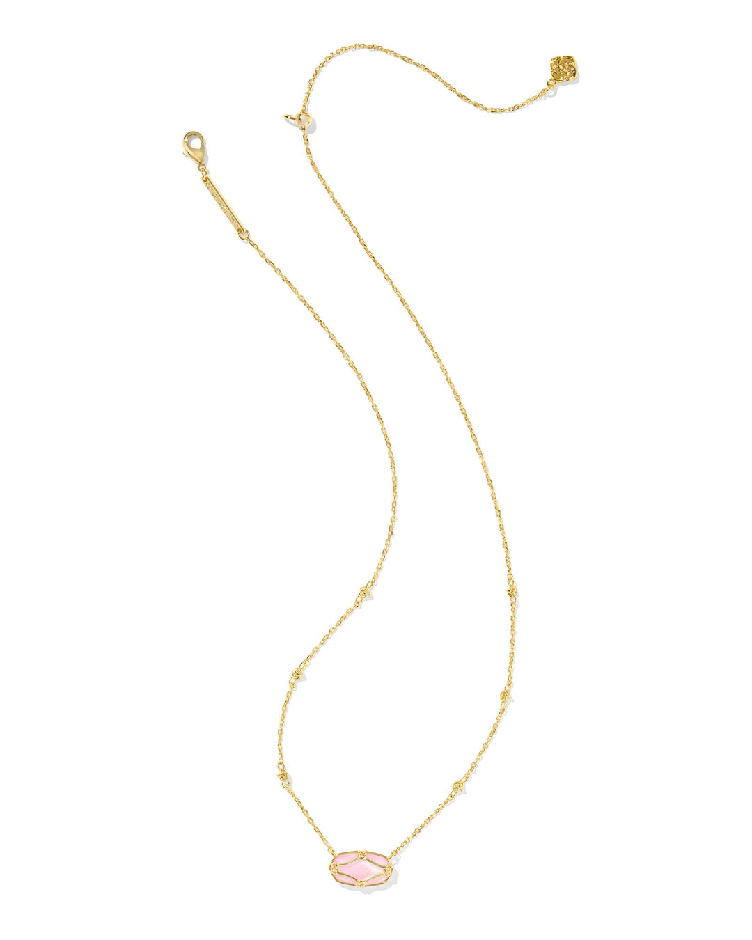 KENDRA SCOTT ELISA LATTICE FRAME SHORT PENDANT NECKLACE - GOLD BLUSH IVORY MOP