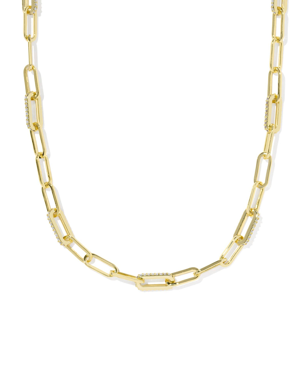 KENDRA SCOTT BELLA CHAIN NECKLACE - GOLD/WHITE CRYSTALS