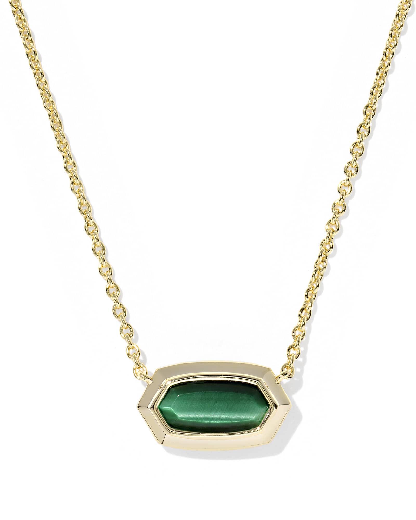 KENDRA SCOTT ELISA BEZEL SHORT PENDANT NECKLACE - GOLD GREEN