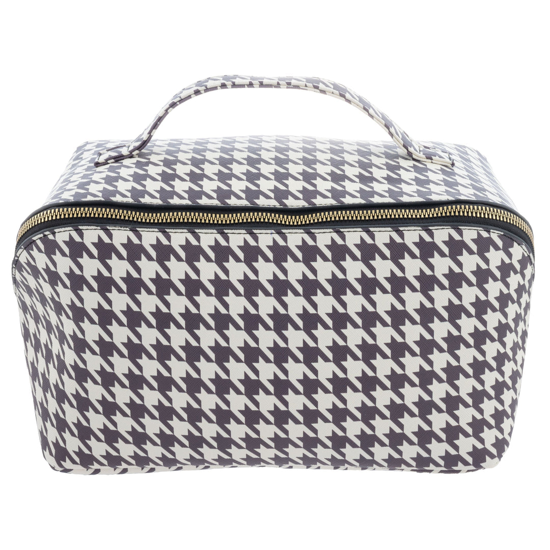 JUMBO ZIP COSMETIC BAG - HOUNDSTOOTH