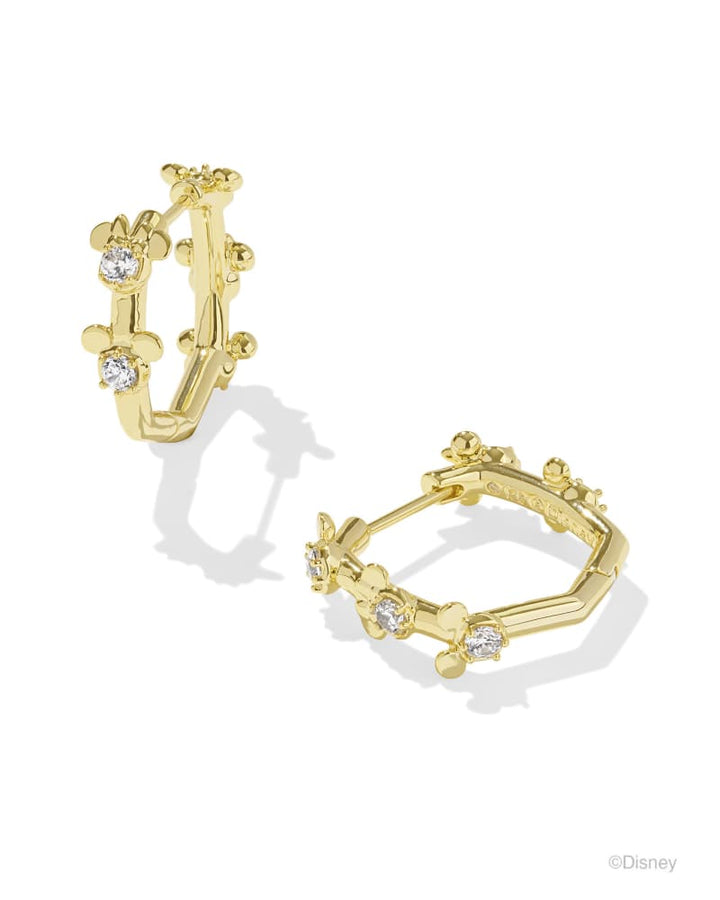 MICKEY MINNIE HUGGIE EARRINGS - GOLD WHITE CRYSTAL