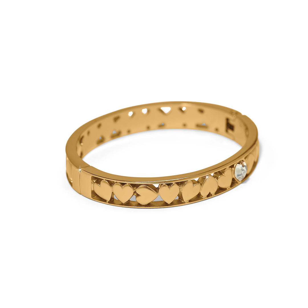Mystery Of Love Heart Hinged Bangle - Gold