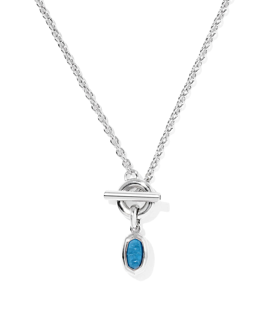 KENDRA SCOTT MINI ELISA TOGGLE SHORT PENDANT NECKLACE - SILVER VARIGATED INDIGO MAGNESITE
