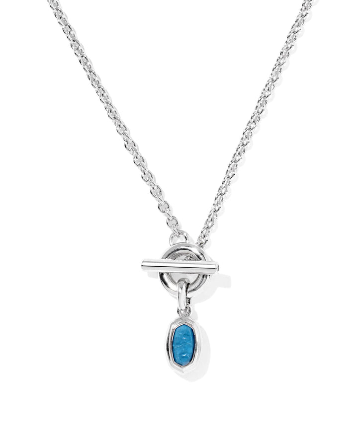 KENDRA SCOTT MINI ELISA TOGGLE SHORT PENDANT NECKLACE - SILVER VARIGATED INDIGO MAGNESITE