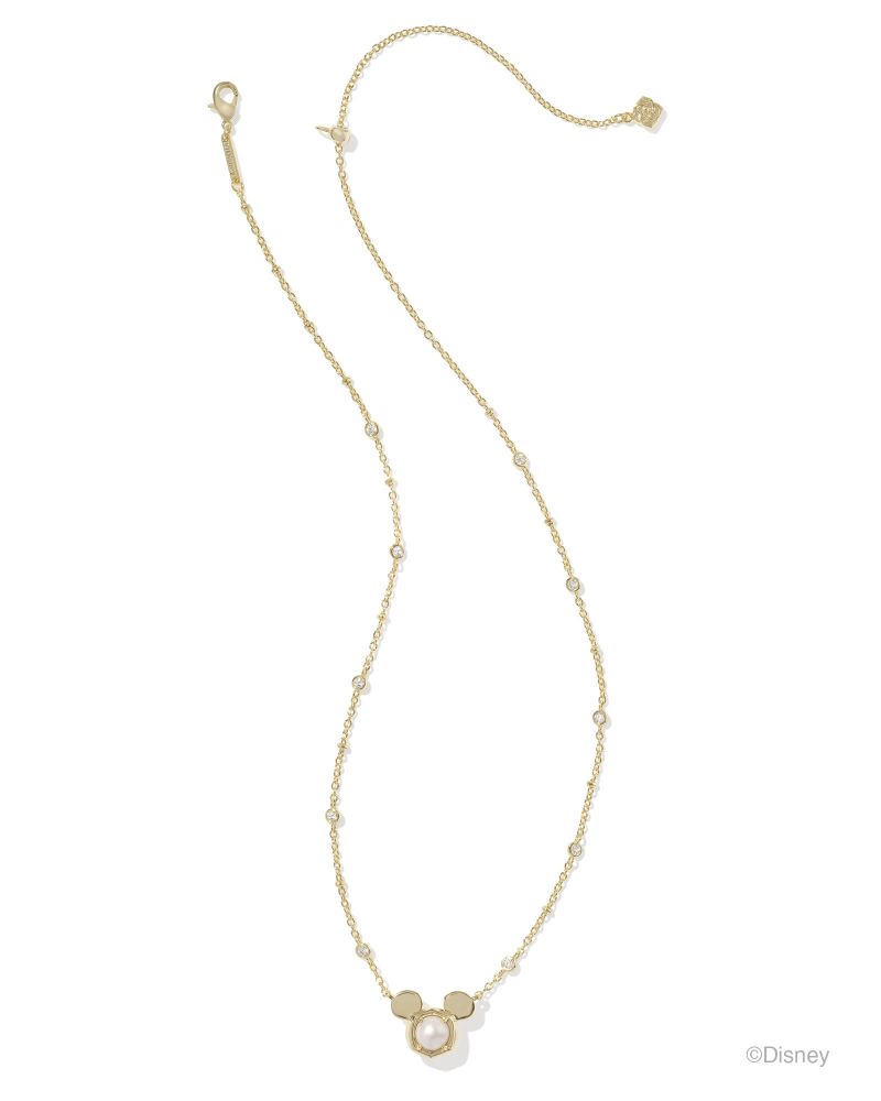 MICKEY MOUSE PENDANT NECKLACE - GOLD WHITE PEARL