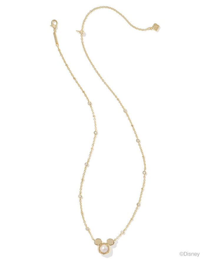 MICKEY MOUSE PENDANT NECKLACE - GOLD WHITE PEARL