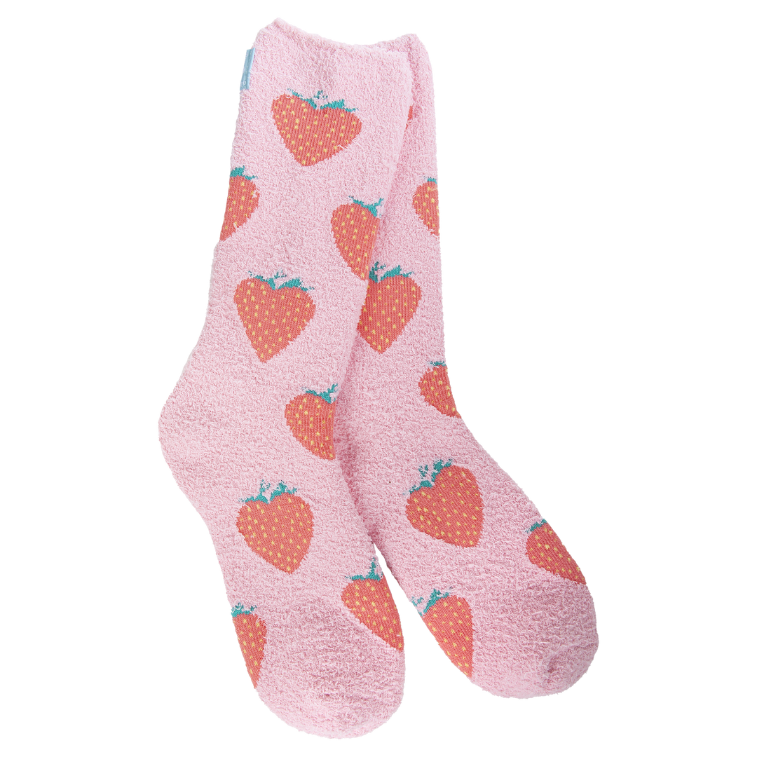 WORLD'S SOFTEST SOCKS COZY CREW - STRAWBERRY