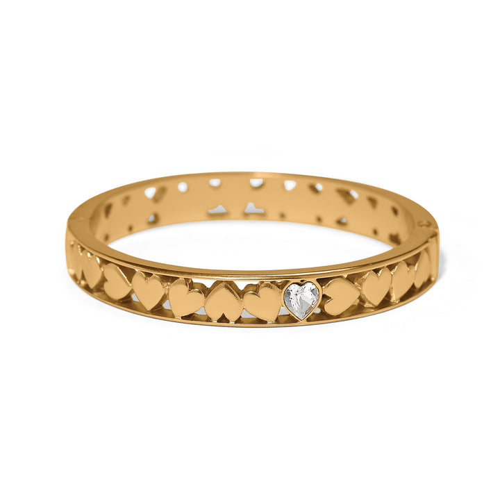 Mystery Of Love Heart Hinged Bangle - Gold