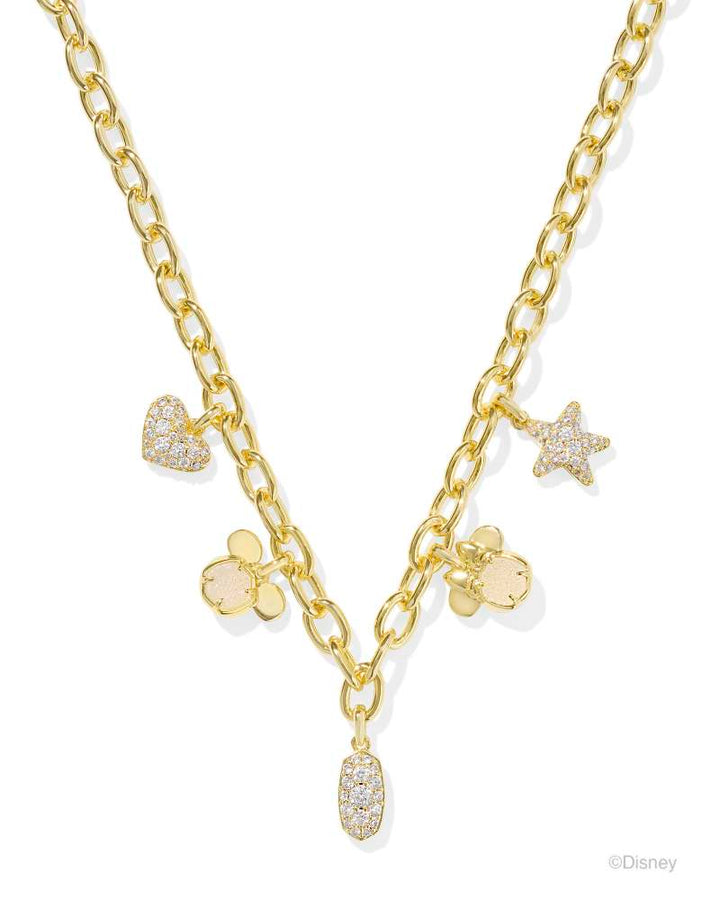 MICKEY MOUSE CHARM NECKLACE - GOLD IRIDESCENT WHITE MIX