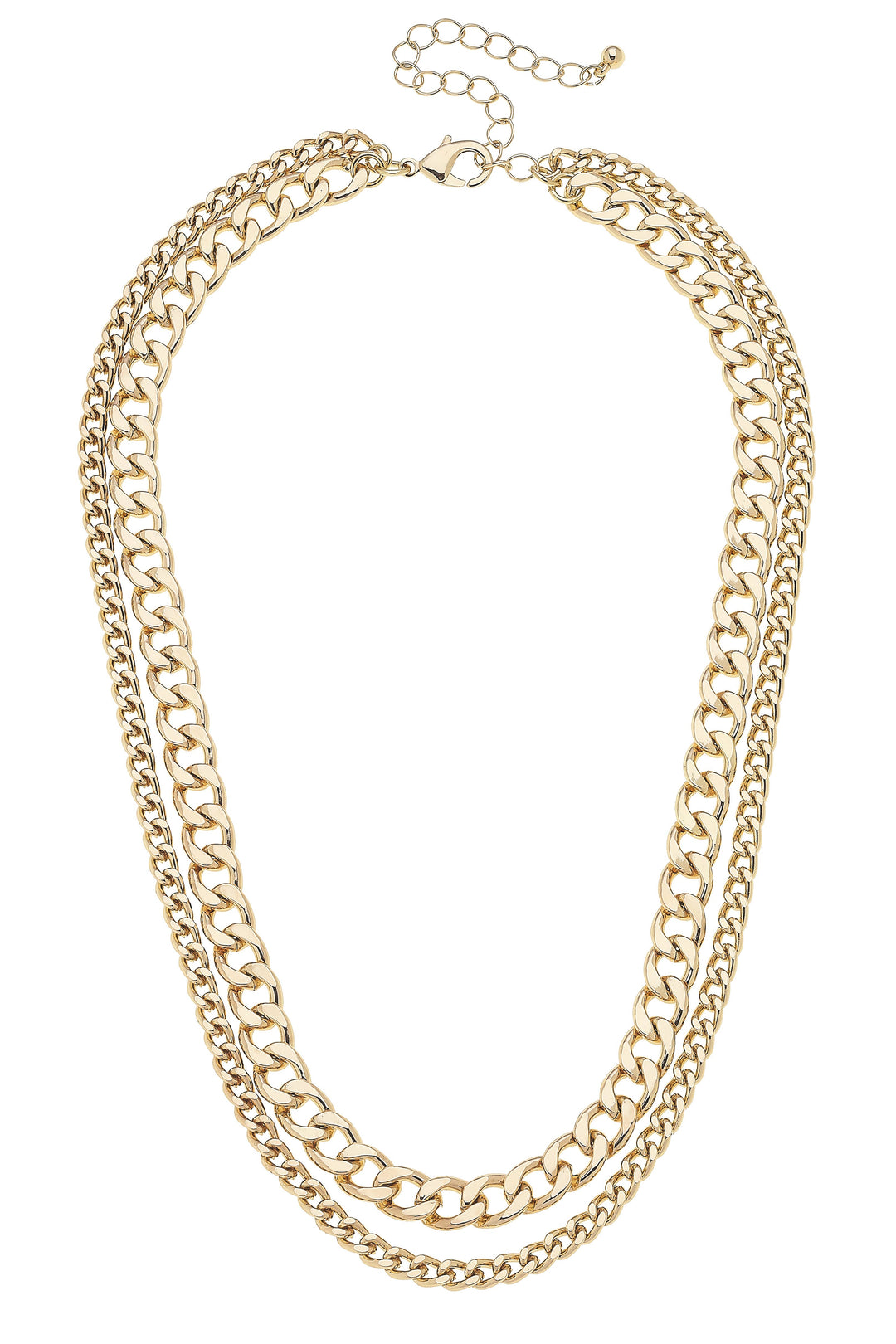 Frankie 2-Row Curb Chain Necklace in Shiny Gold