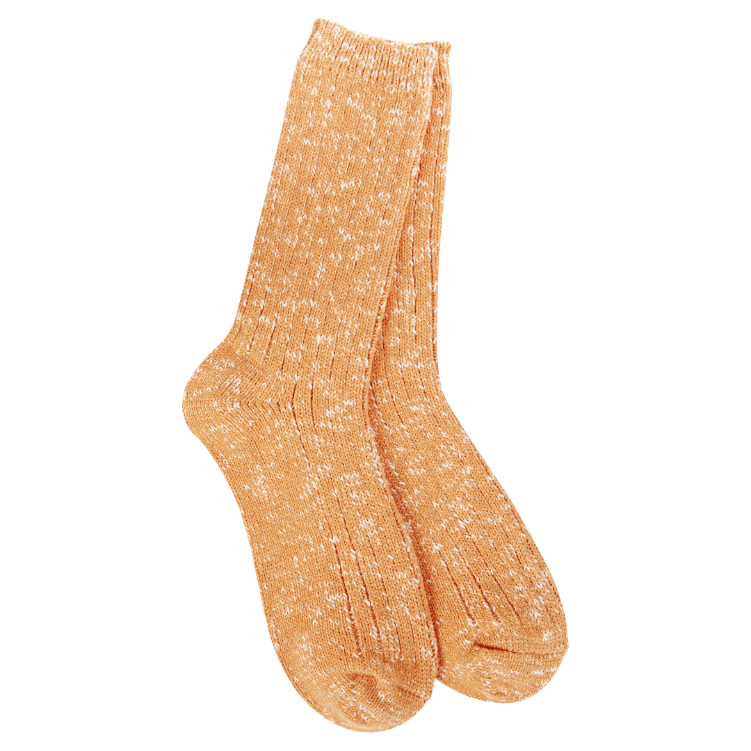 WORLD'S SOFTEST COTTON SLUB MARLED CREW SOCKS - ORANGE