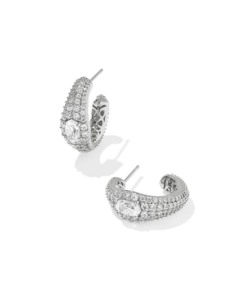 KENDRA SCOTT BELLA HOOP EARRINGS - SILVER WHITE